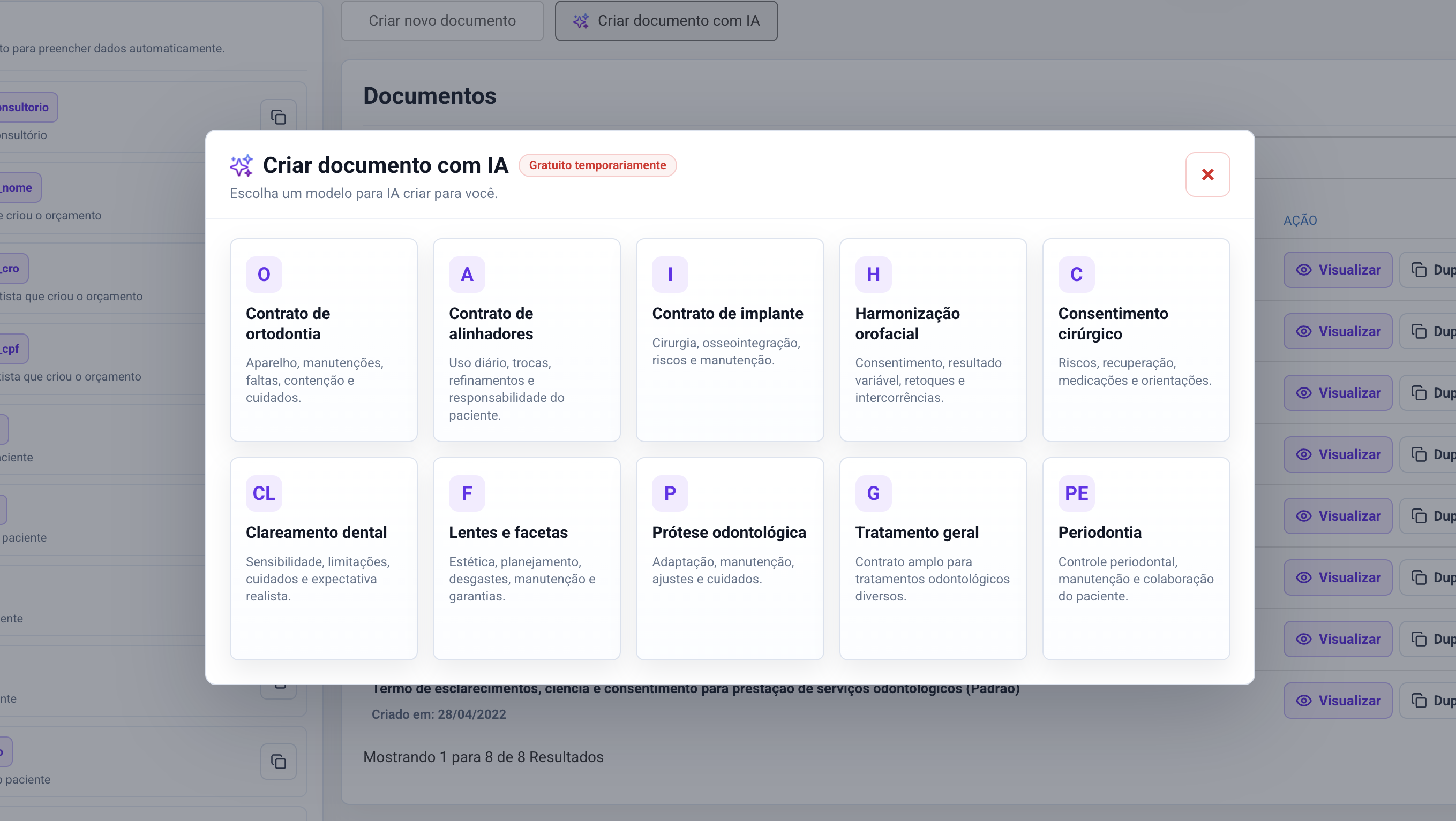 Criação de documentos odontológicos com inteligência artificial