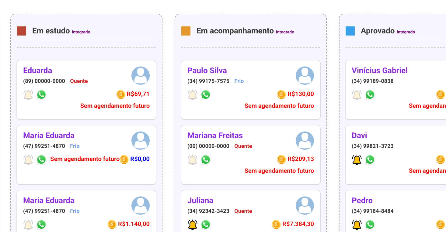 CRM de vendas - demonstração